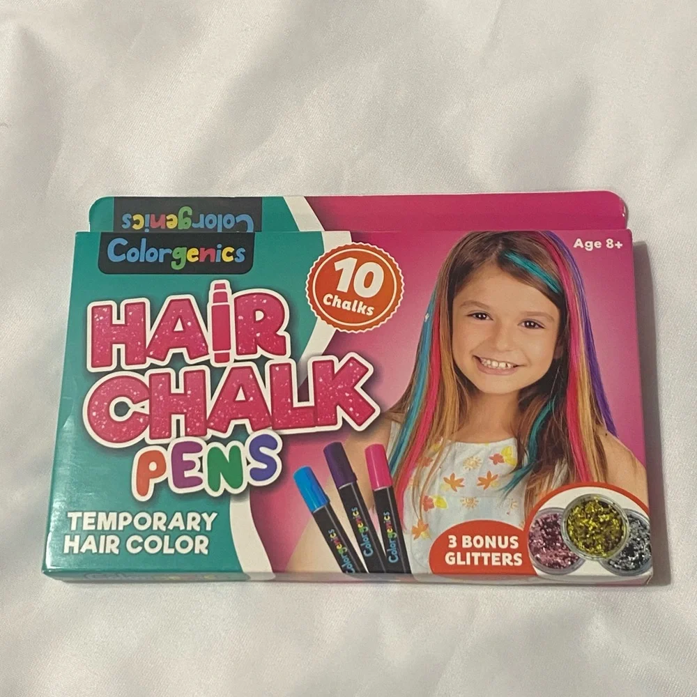 Colorgenics Set of 10 Hair Chalk Pens with 3 Bonus Glitters
